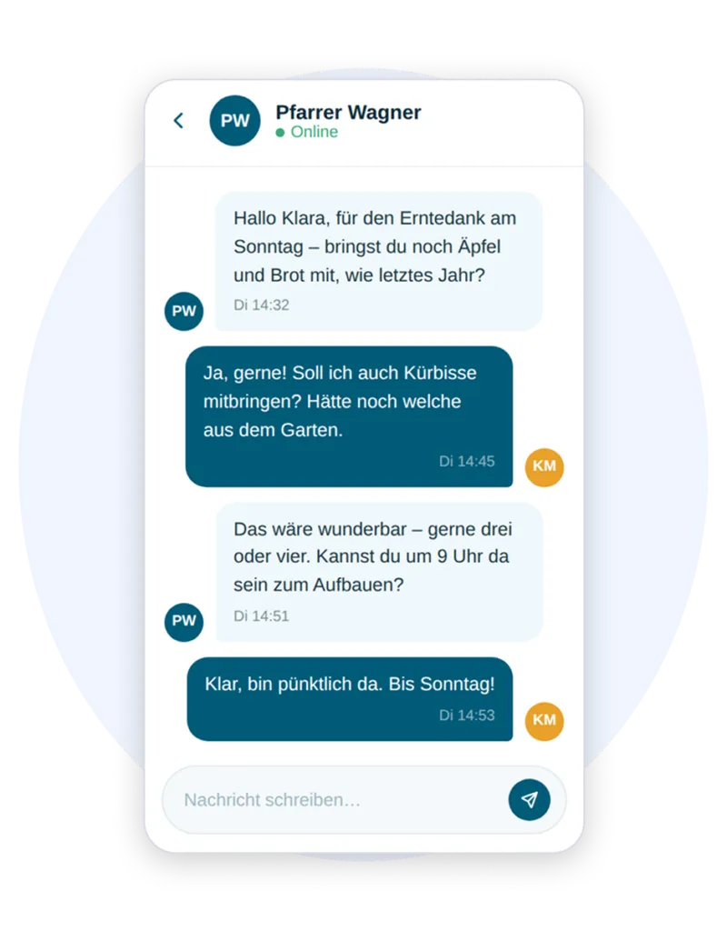 Mobil med direktemeldinger i menighetsappen