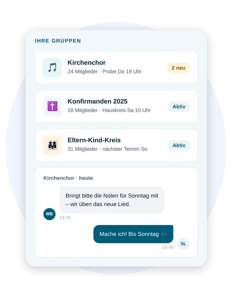 Mobil med gruppechat i menighetsappen