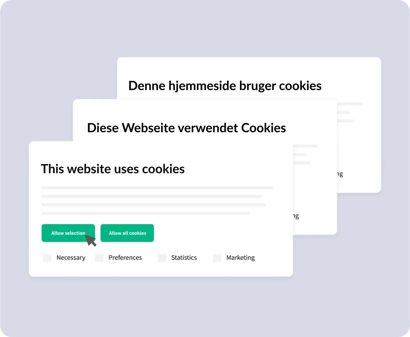 Automatisk oprettet cookie-banner på flere sprog