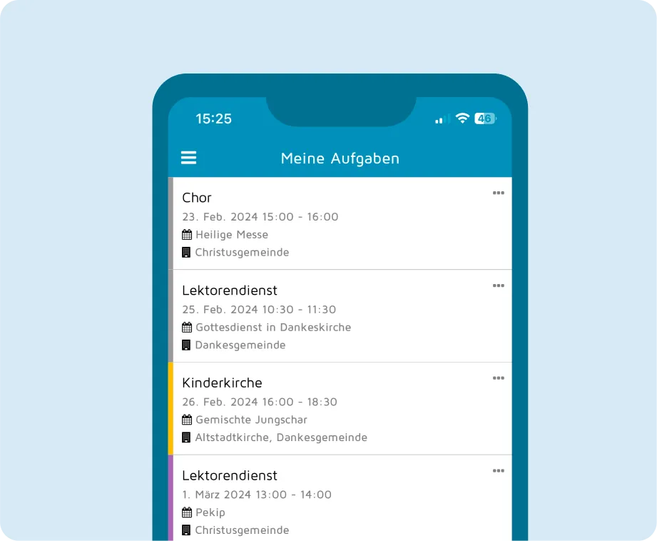 Termine und Dienste unterwegs in der ChurchDesk App einsehen