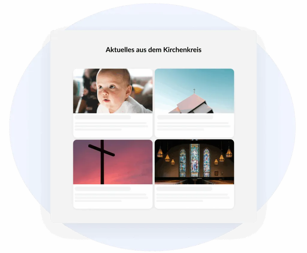 Sectie 'Actueel nieuws uit het kerkdistrict' met geïntegreerde regionale artikelen en activiteiten